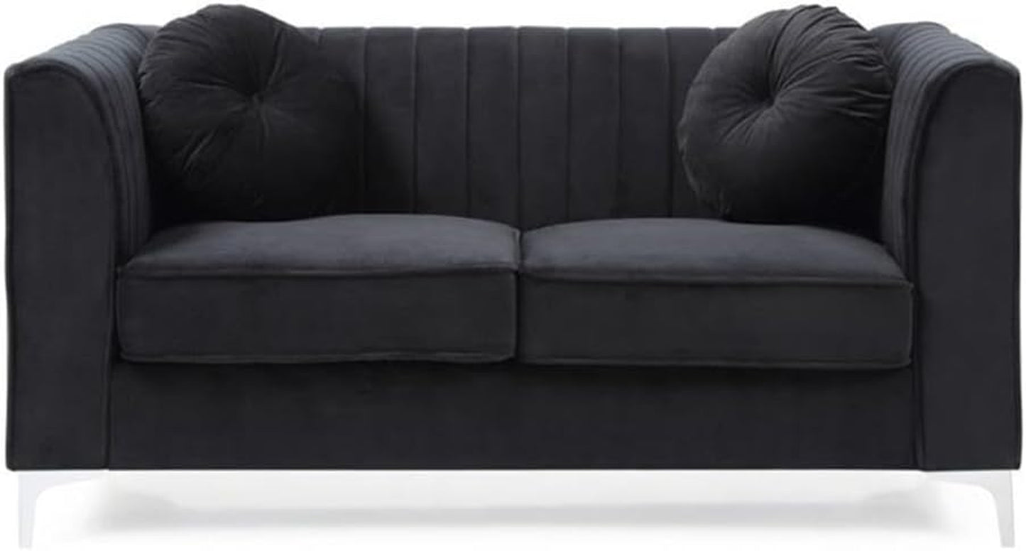 Delray Velvet Loveseat in Black