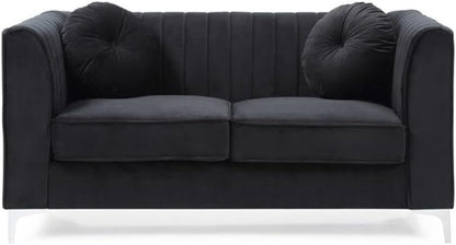 Delray Velvet Loveseat in Black