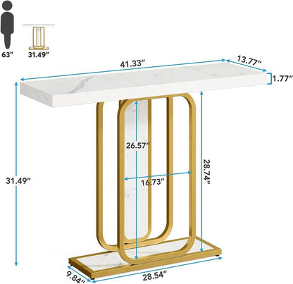 Tribesigns Modern Gold White Console Table with LED Lights