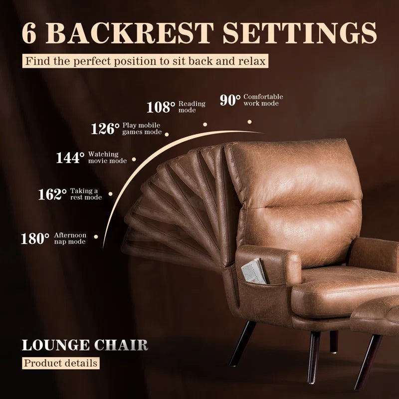 Akeem Faux Leather Accent Chair with Ottoman