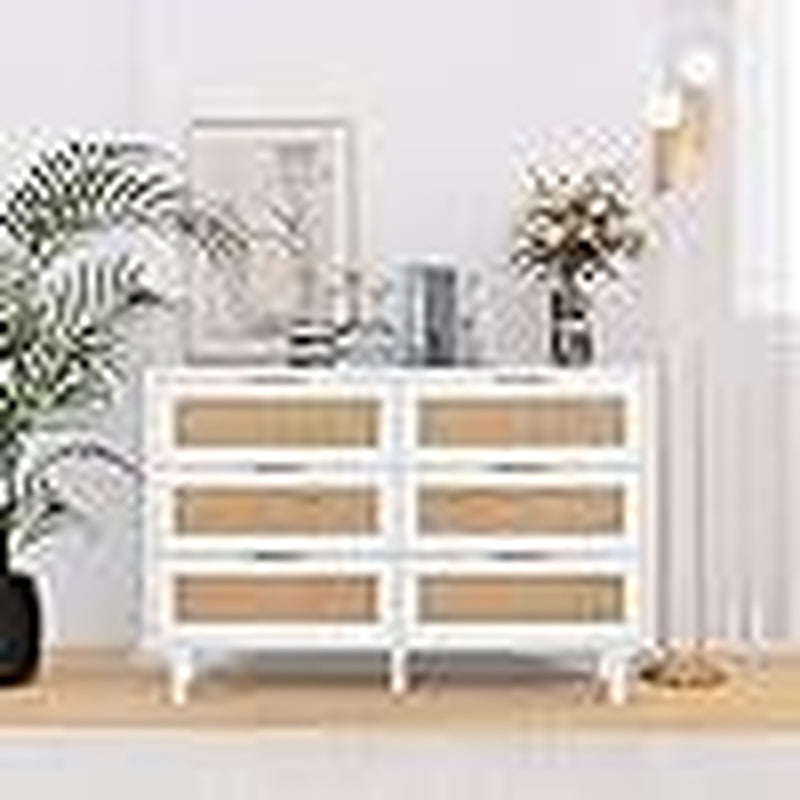 Rattan 3/6 Drawer Dresser，Closet Dressers Chest of Drawers，Nightstand with Storage Versatile Bedside Table，Storage Chest for Bedroom, Hallway, Living Room Tv Stand