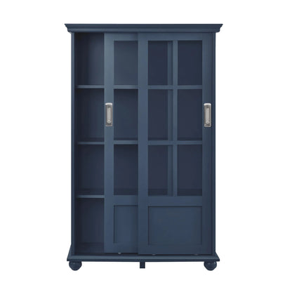 Aaron Lane Bookcase with Sliding Glass Doors, Multiple Colors - BLUE