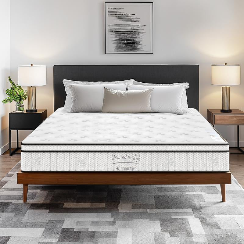 10-12 Inch Hybrid Mattresses in a Box - Medium Firm, Pressure Relief, Strong Edge Support