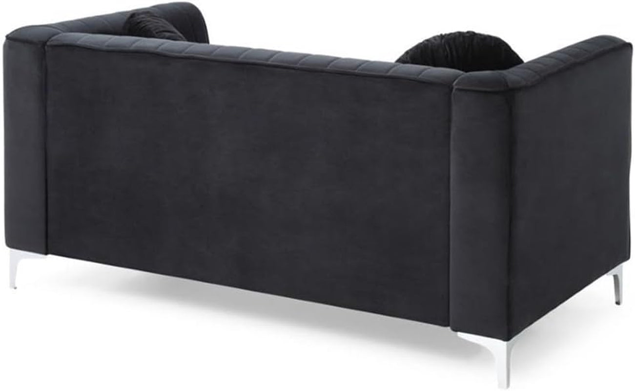 Delray Velvet Loveseat in Black