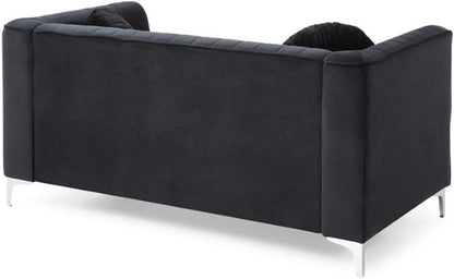 Delray Velvet Loveseat in Black