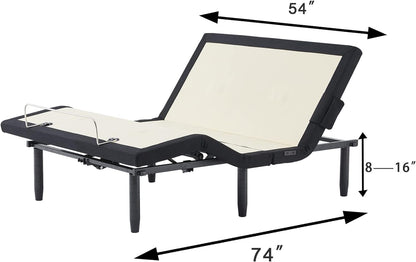 Adjustable Bed Frame Full with Massage, Adjustable Bed Base with Bluetooth App,Dual USB Ports,Under Bed Light,Head and Foot Incline with Wireless Remote Control, anti Snore