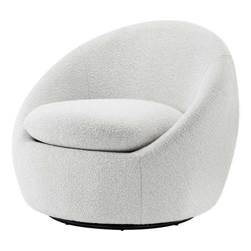 White Modern Mid Century Fabric Swivel Accent Chair