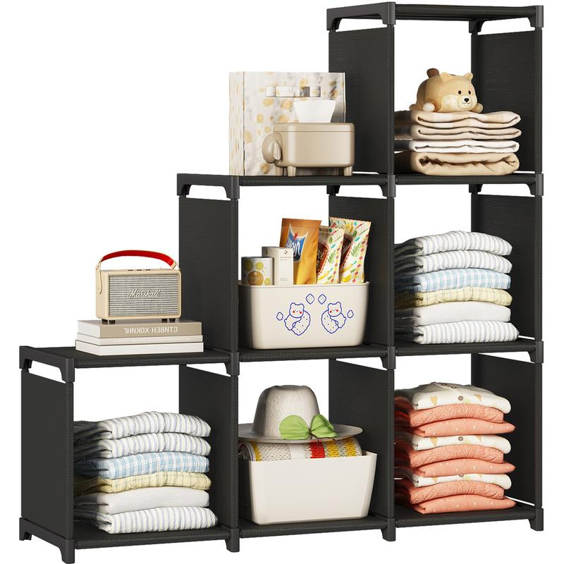 Closet Organizers and Storage 6 Cube Storage Organizer Portable Closet Shelves Cabinet for Bedroom Living Room Office Black (47.6L X 11.8W X 49.2H) Lightweight Metal Rack