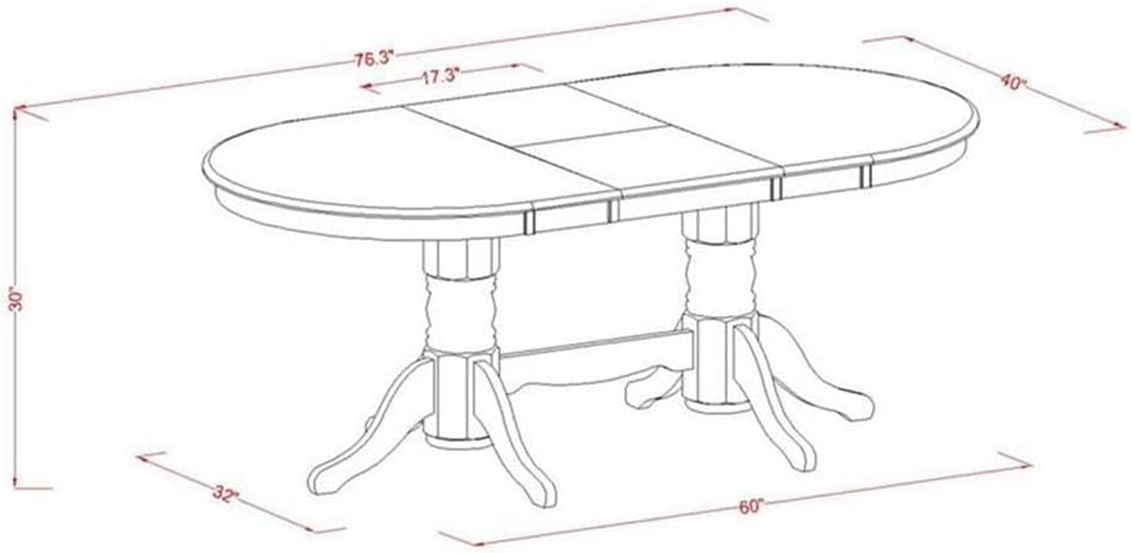 VADO7-LWH-W 7 Piece Modern Dining Table Set Consist of an Oval Wooden Table with Butterfly Leaf and 6 Dining Room Chairs, 40X76 Inch, Linen White