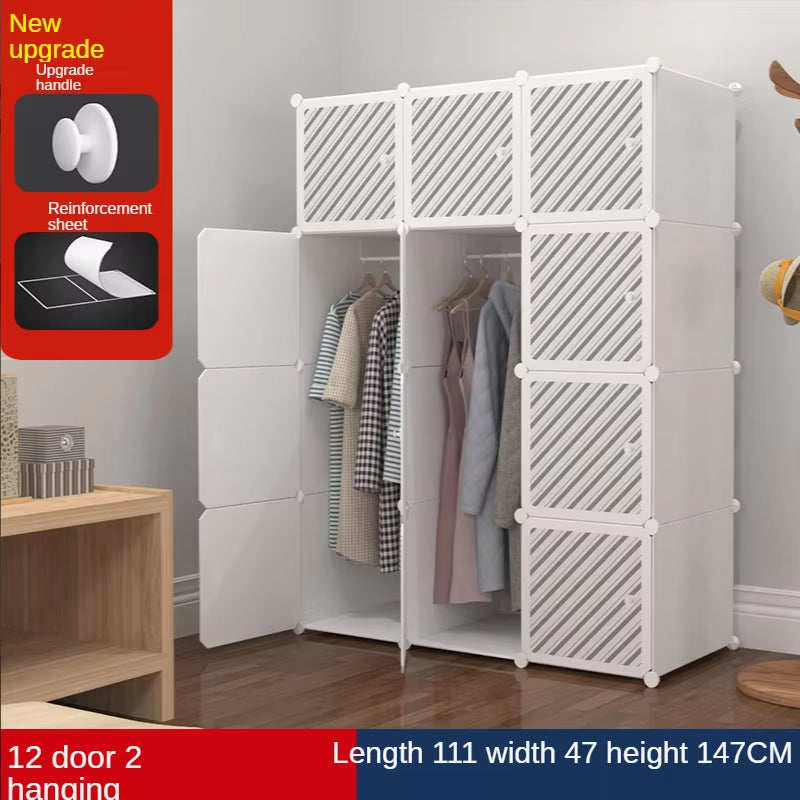 Simple Wardrobe Customization Modern Simple Bedroom Light Luxury Corner Wardrobe Storage Cabinet Plastic Assembly Wardrobe Door