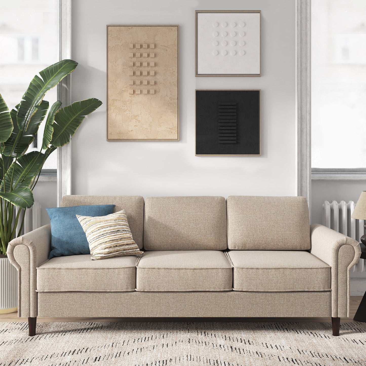 Madison Sofa Couch, Oatmeal Beige