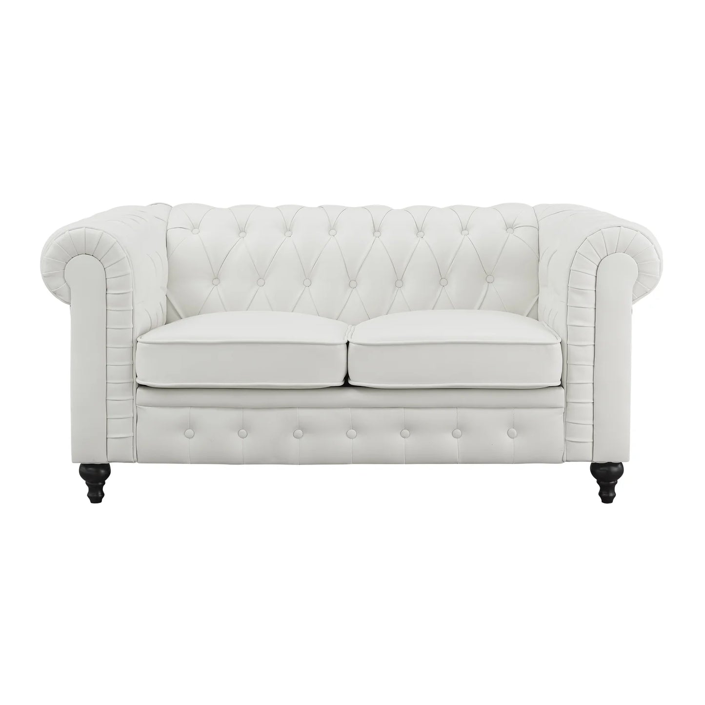 Chesterfield Sofa Set - Color: White, Size: Sofa Loveseat