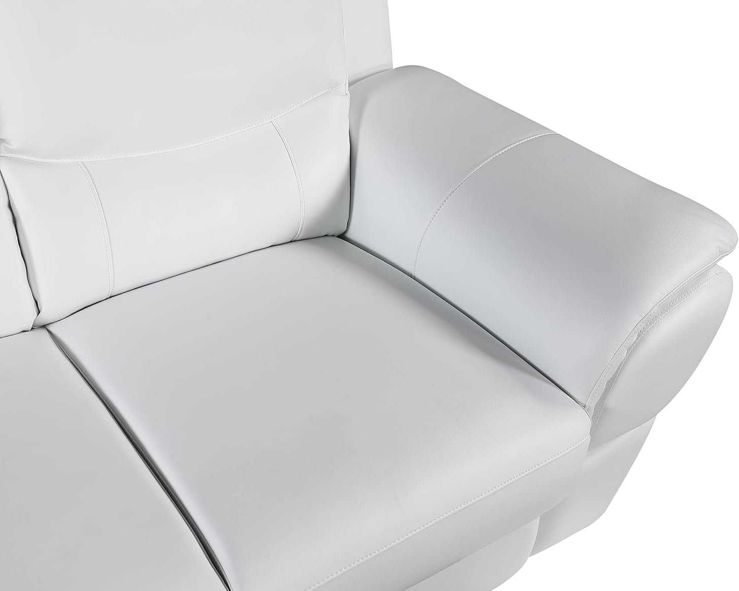 Binion Modern Leather 2 Piece Couch Set for Living Room with Padded Headrests, Stainless Steel Legs & Accent Chrome Trim, Loveseat, Sofa, White