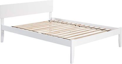 Orlando Queen Size Platform Bed with Charging Station in White