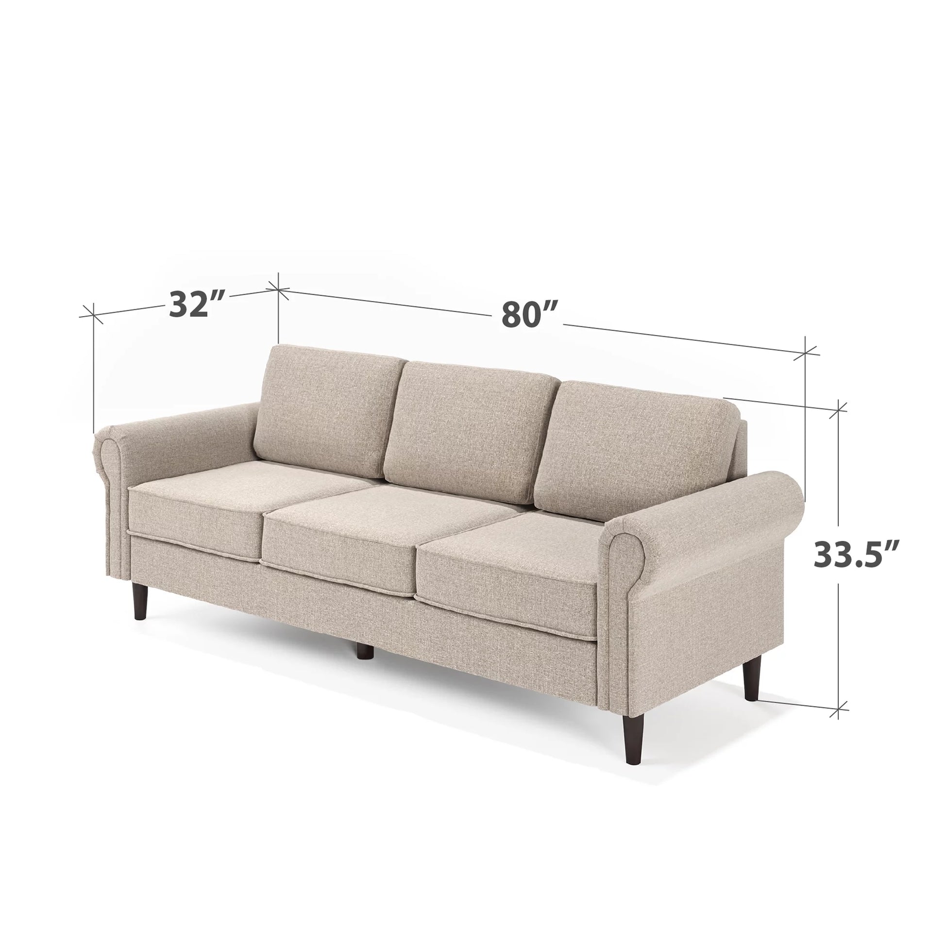 Madison Sofa Couch, Oatmeal Beige