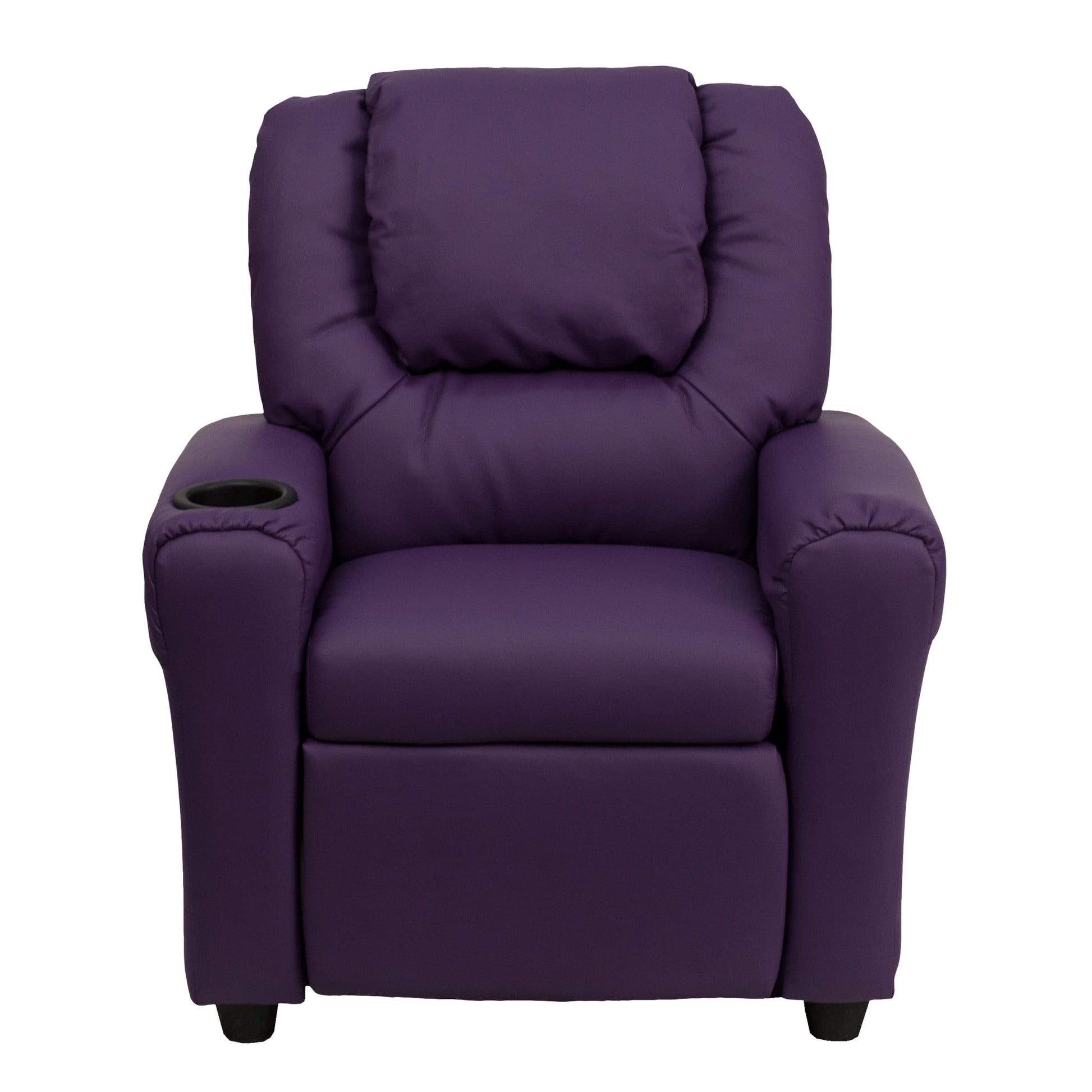 Vana Contemporary Purple Vinyl Kids Recliner with Cup Holder and Headrest