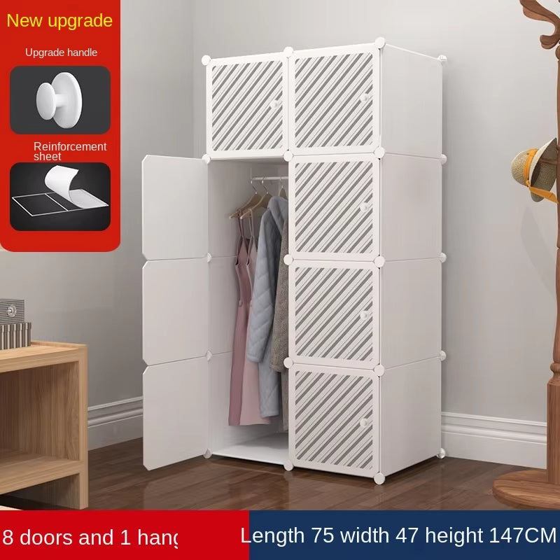 Simple Wardrobe Customization Modern Simple Bedroom Light Luxury Corner Wardrobe Storage Cabinet Plastic Assembly Wardrobe Door