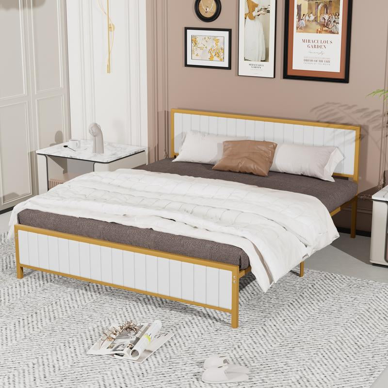 VECELO Upholstered Bed Frame Twin Queen Full Size Bed Frame with Tufted Leather Headboard & Footboard,No Box Spring Needed, Heavy Duty Strong Metal Steel Slats Platform Bedframe