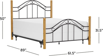 Furniture Winsloh Bed Set with Rails, Queen, Medium Oak