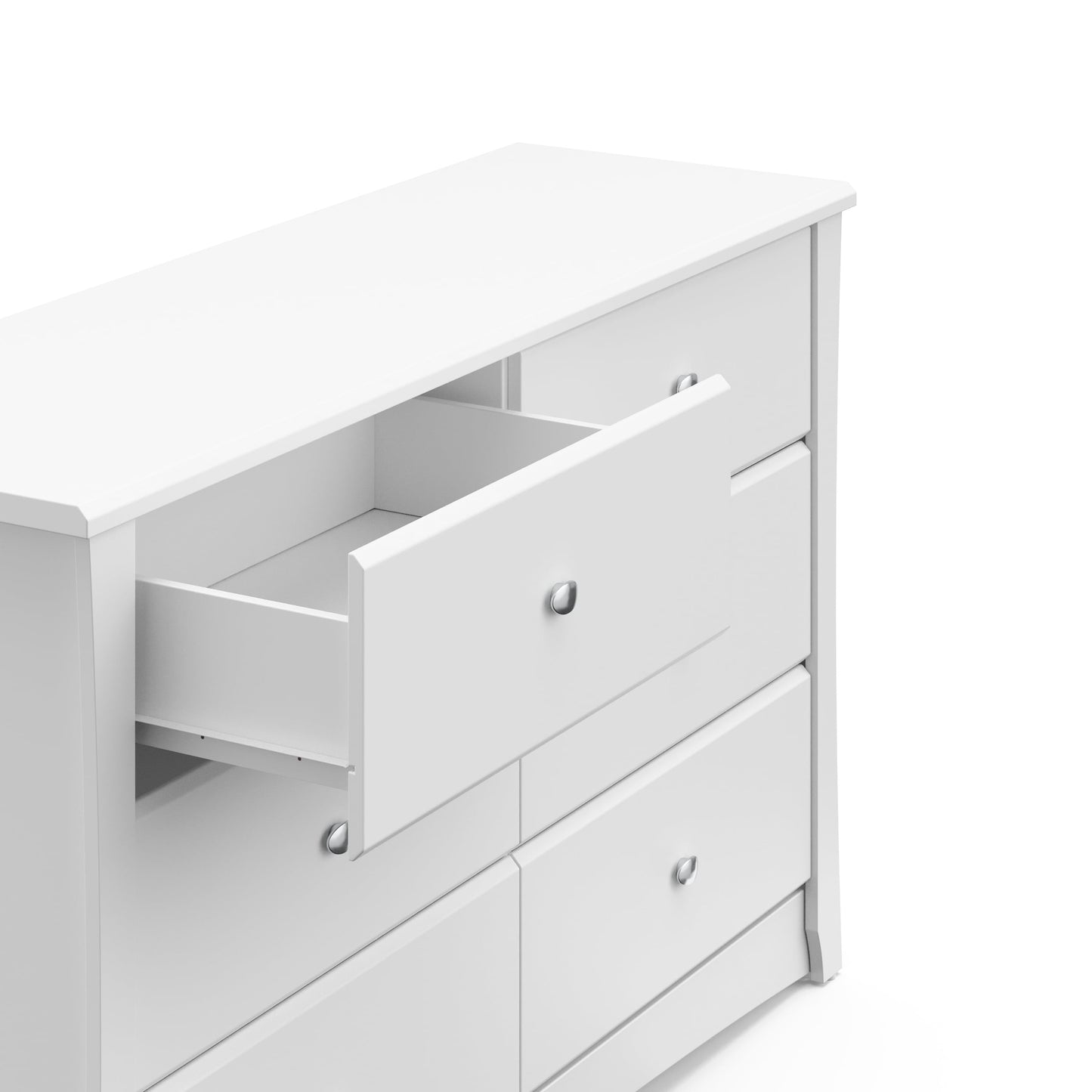 Crescent 6 Drawer Nursery Double Dresser, White