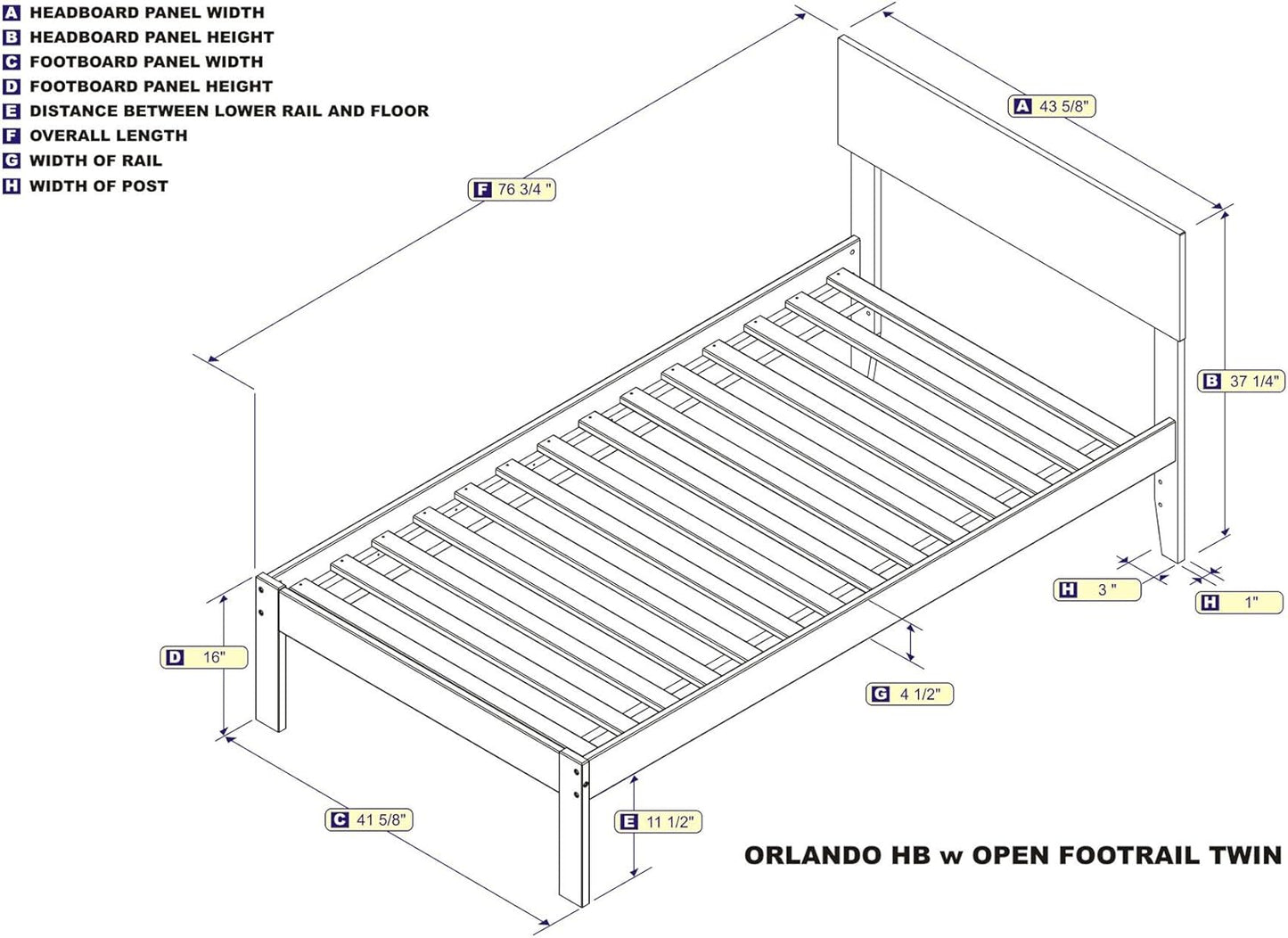 Orlando Queen Size Platform Bed with Charging Station in White