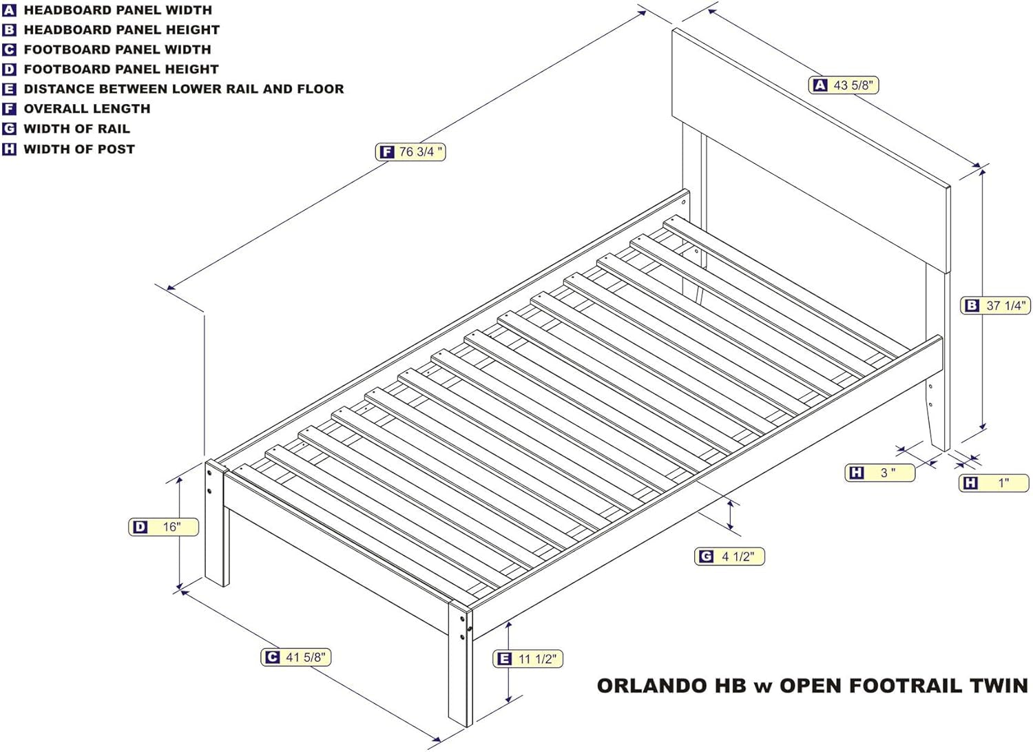 Orlando Queen Size Platform Bed with Charging Station in White