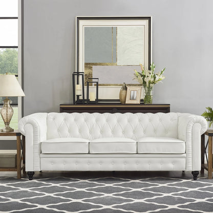 Chesterfield Sofa Set - Color: White, Size: Sofa Loveseat