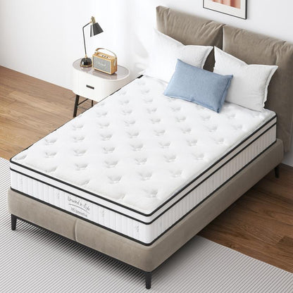 10-12 Inch Hybrid Mattresses in a Box - Medium Firm, Pressure Relief, Strong Edge Support