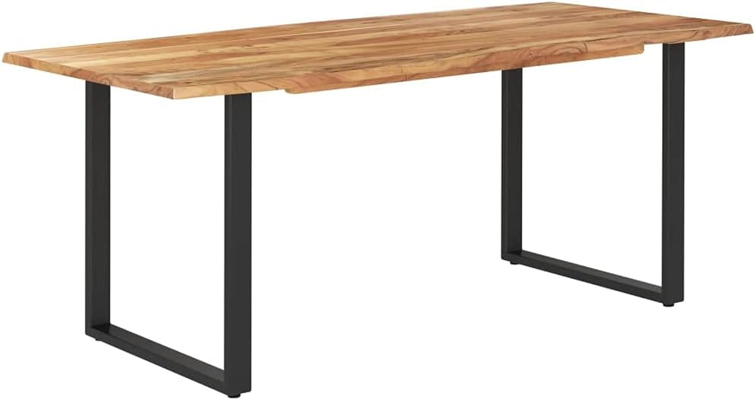 Dining Table with Solid Acacia Wood Table Top and Metal Black Table Leg for Kitchen,Dining Room Home Furniture 70.9"X35.4"X29.9"(Lxwxh)