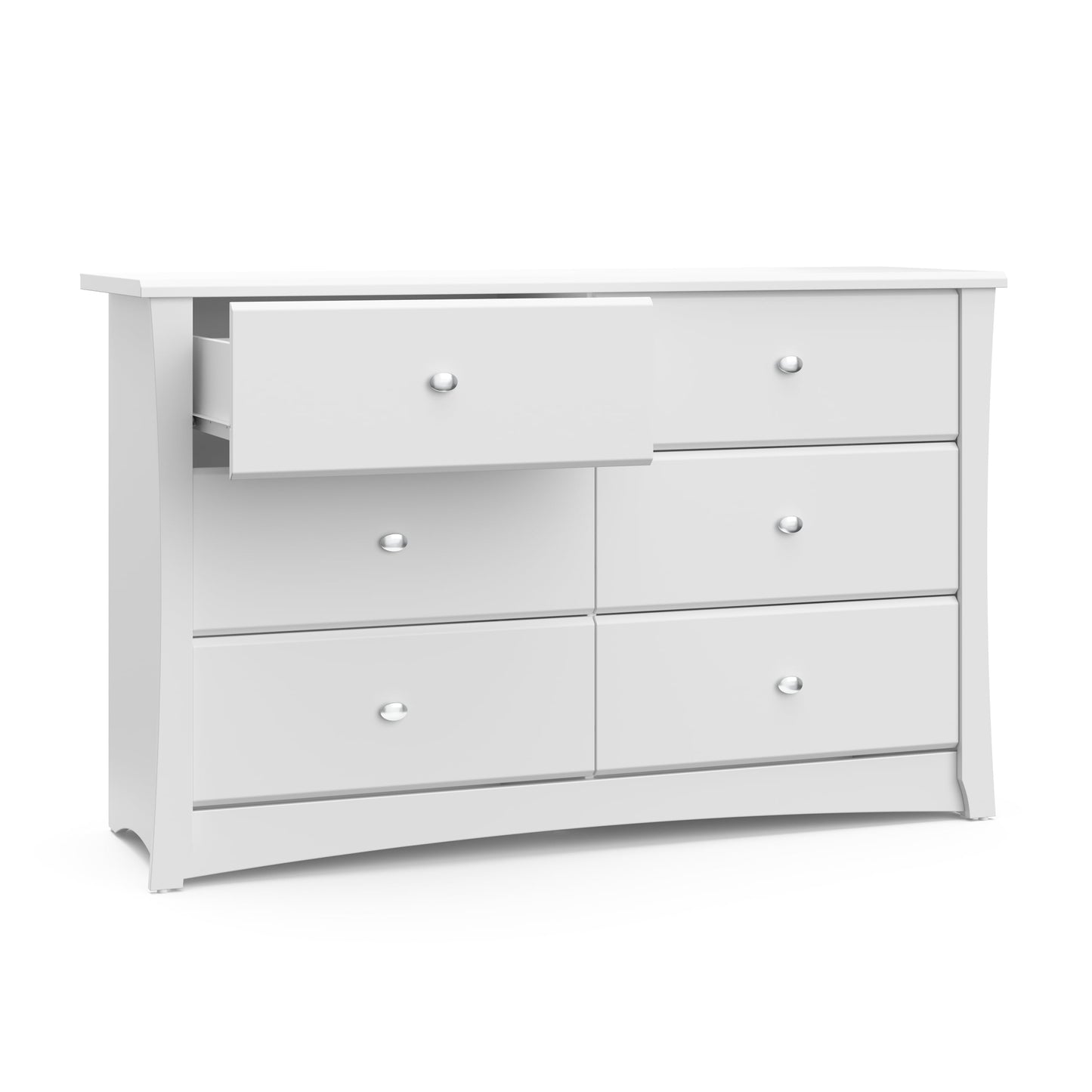 Crescent 6 Drawer Nursery Double Dresser, White