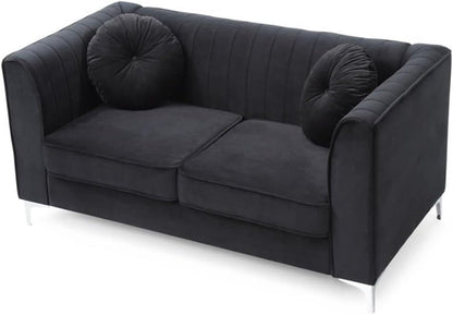 Delray Velvet Loveseat in Black