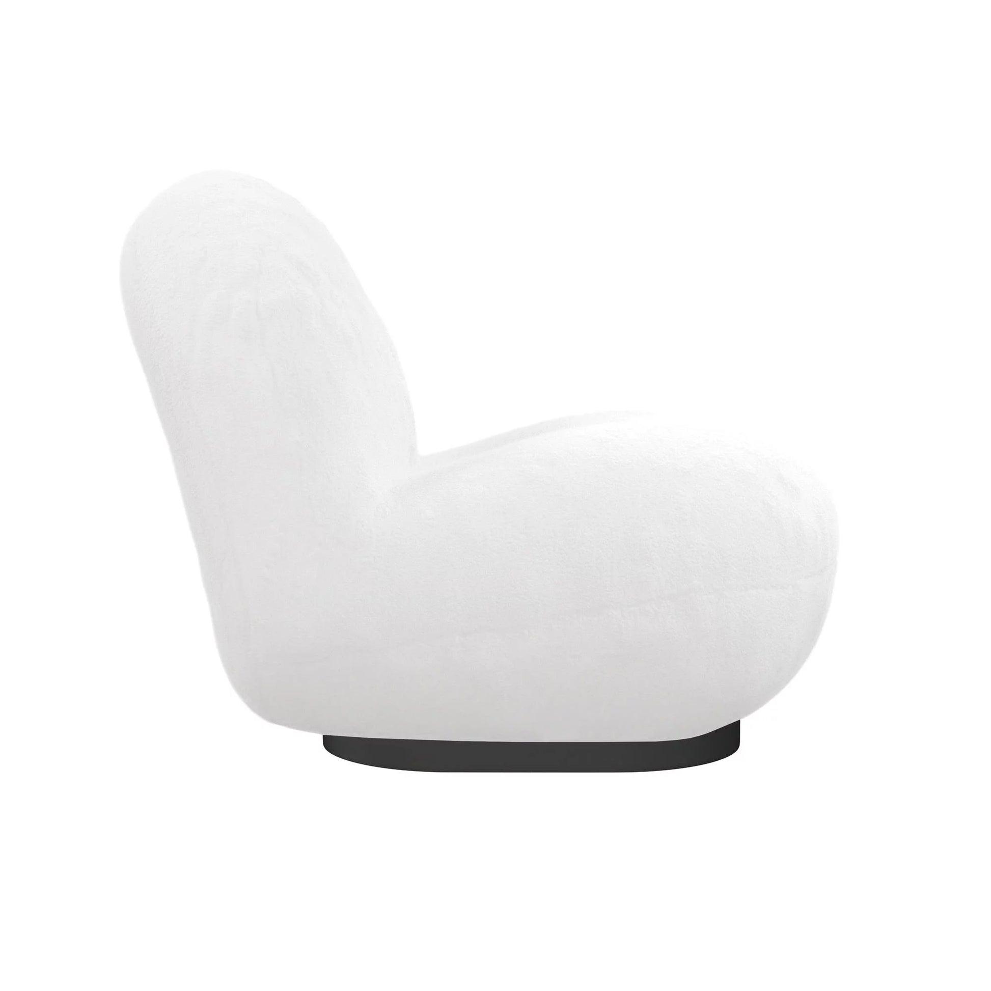 Harley Swivel Accent Chair with Boucle Fabric and Black Base, White