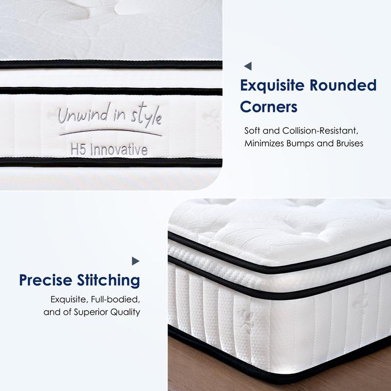 10-12 Inch Hybrid Mattresses in a Box - Medium Firm, Pressure Relief, Strong Edge Support