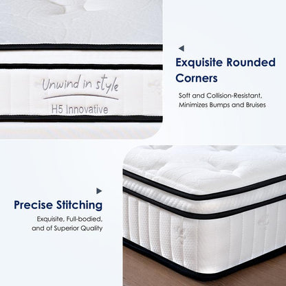 10-12 Inch Hybrid Mattresses in a Box - Medium Firm, Pressure Relief, Strong Edge Support