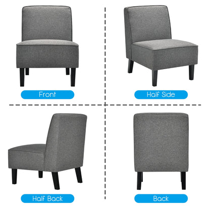 Accent Chair Armless Fabric Sofa Living Room Furniture Gray