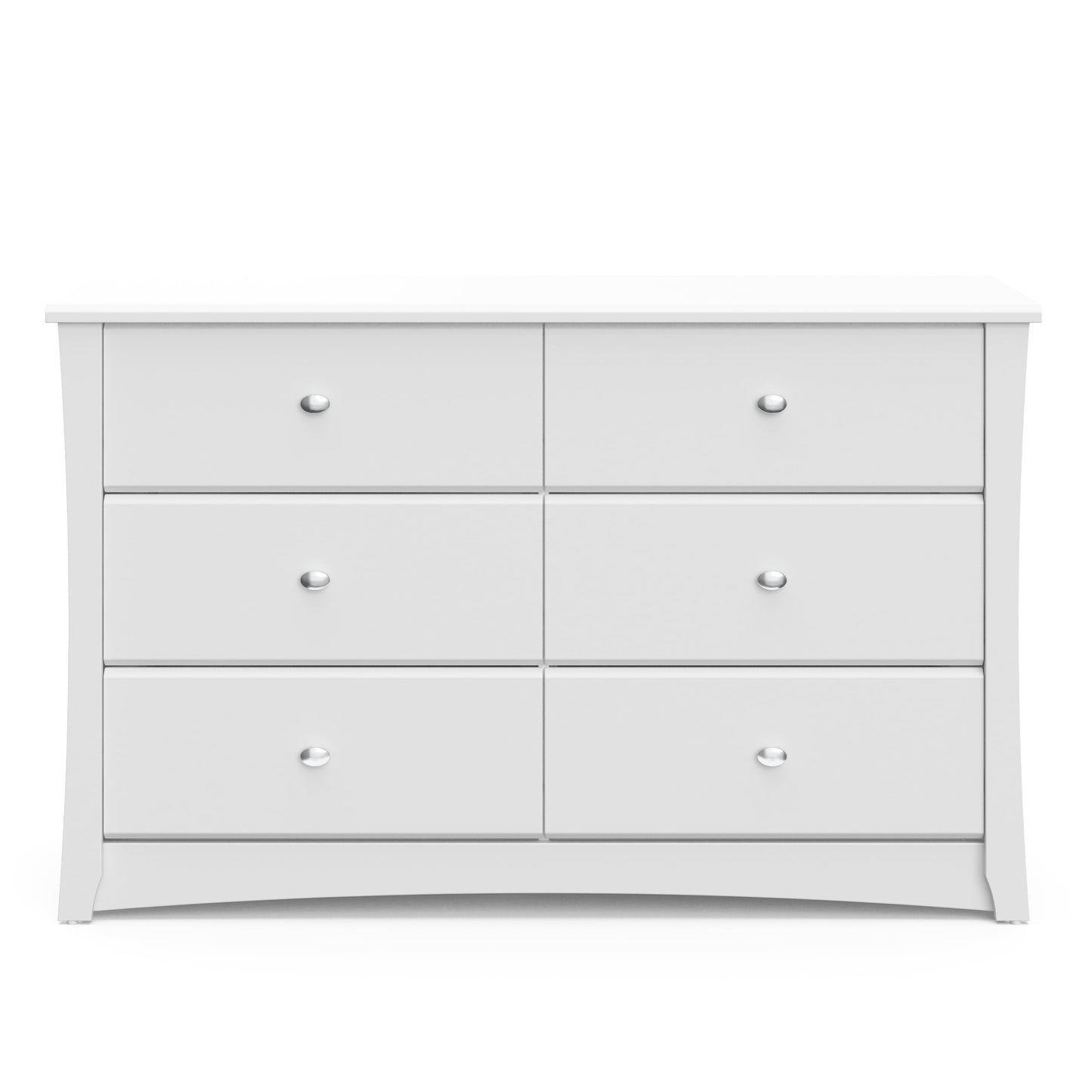 Crescent 6 Drawer Nursery Double Dresser, White