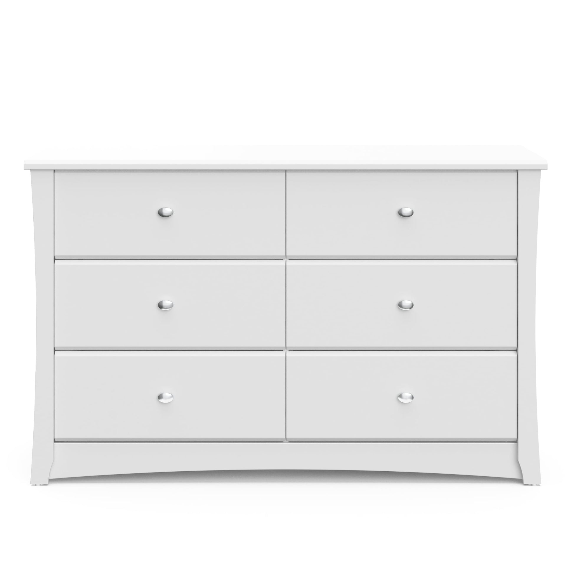 Crescent 6 Drawer Nursery Double Dresser, White