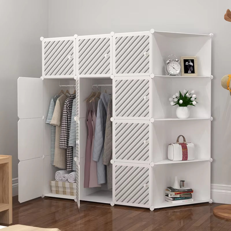 Simple Wardrobe Customization Modern Simple Bedroom Light Luxury Corner Wardrobe Storage Cabinet Plastic Assembly Wardrobe Door