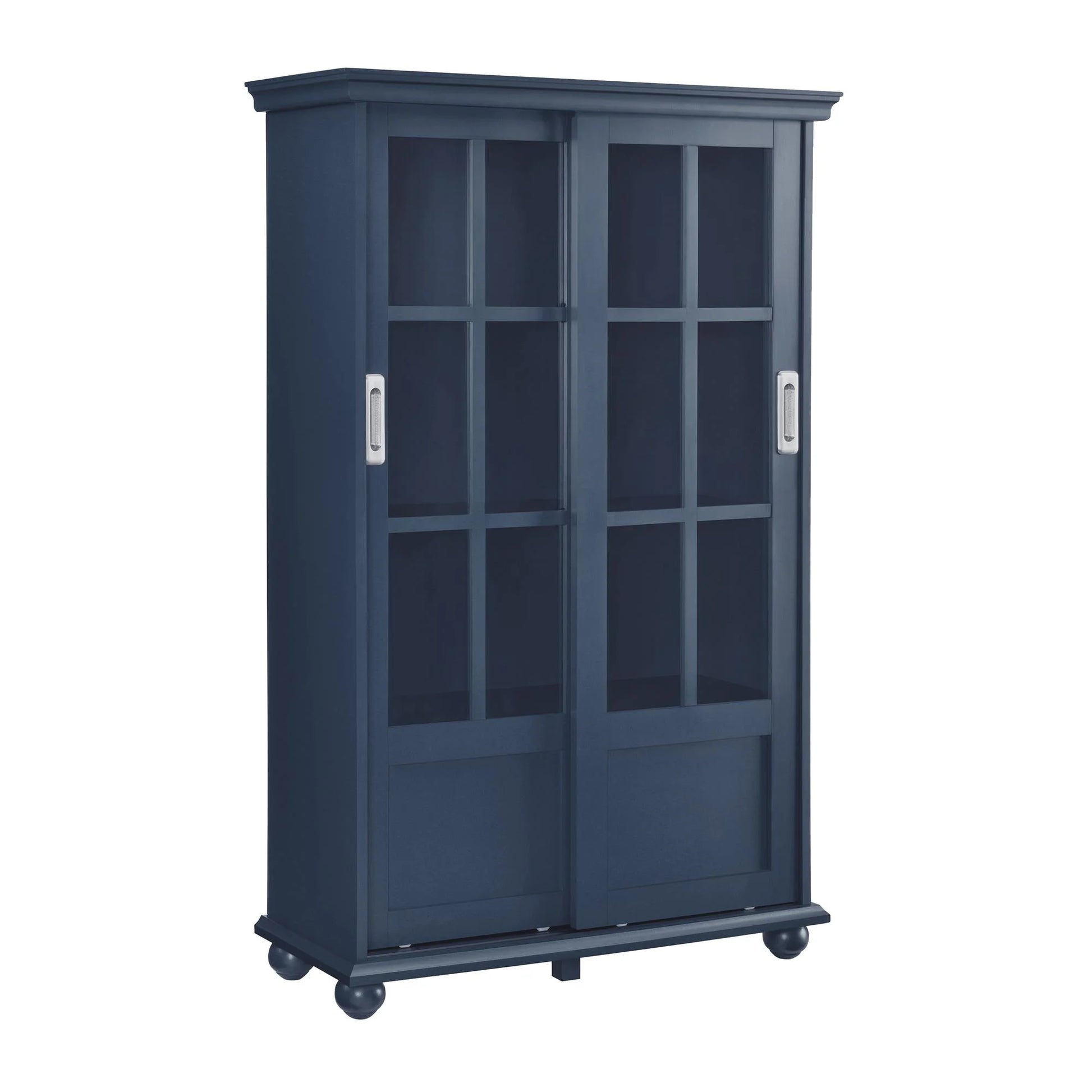 Aaron Lane Bookcase with Sliding Glass Doors, Multiple Colors - BLUE