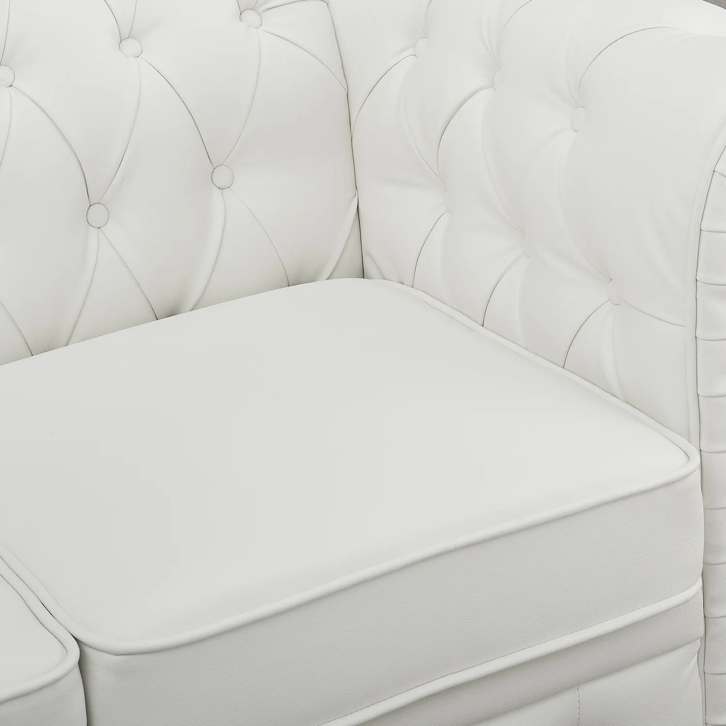 Chesterfield Sofa Set - Color: White, Size: Sofa Loveseat