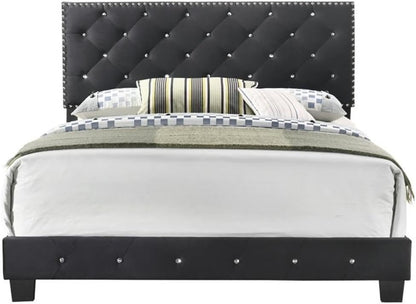 Suffolk Velvet Upholstered Queen Bed in Black