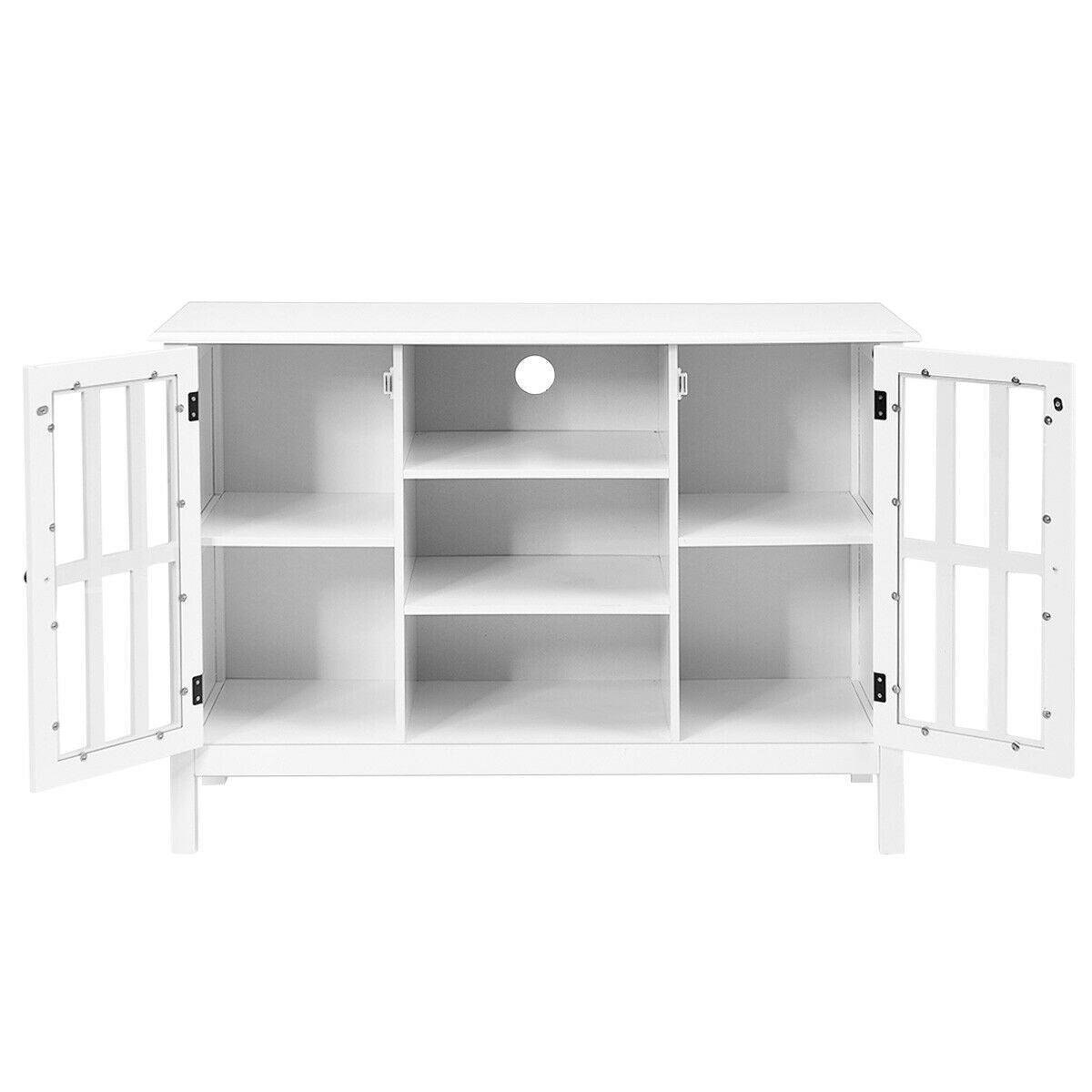 Wood TV Stand Entertainment Media Center Console for TV up to 50'' White