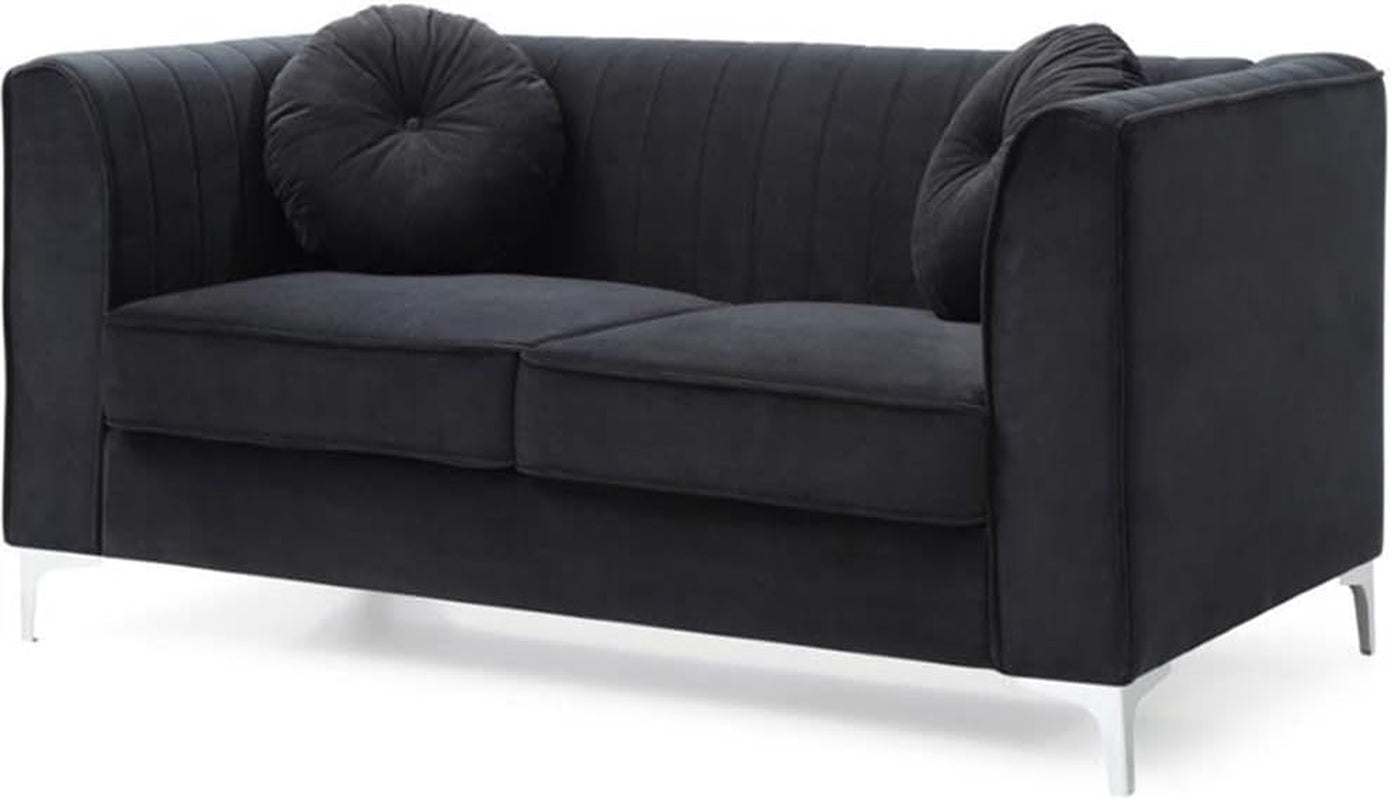 Delray Velvet Loveseat in Black