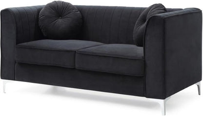 Delray Velvet Loveseat in Black