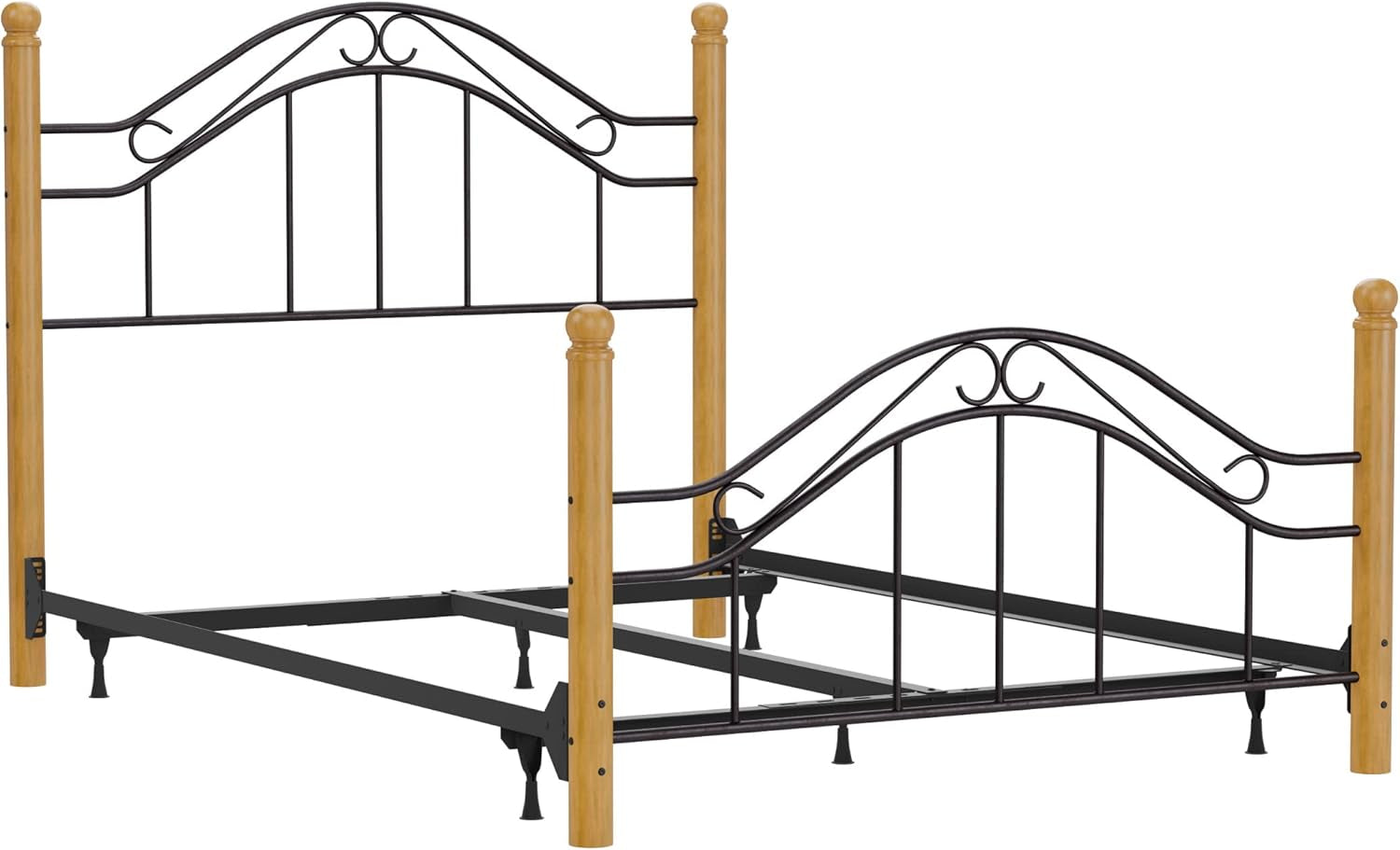 Furniture Winsloh Bed Set with Rails, Queen, Medium Oak