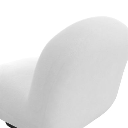 Harley Swivel Accent Chair with Boucle Fabric and Black Base, White