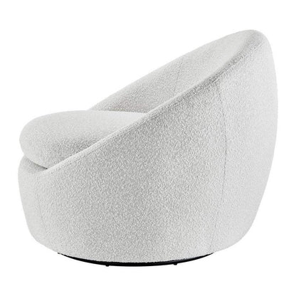 White Modern Mid Century Fabric Swivel Accent Chair