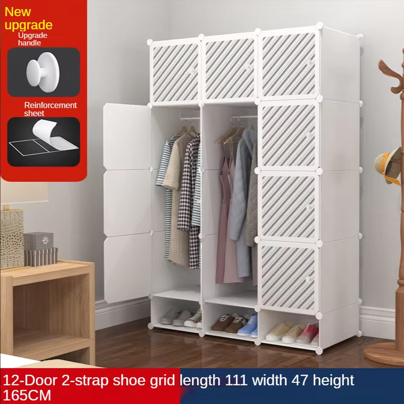 Simple Wardrobe Customization Modern Simple Bedroom Light Luxury Corner Wardrobe Storage Cabinet Plastic Assembly Wardrobe Door