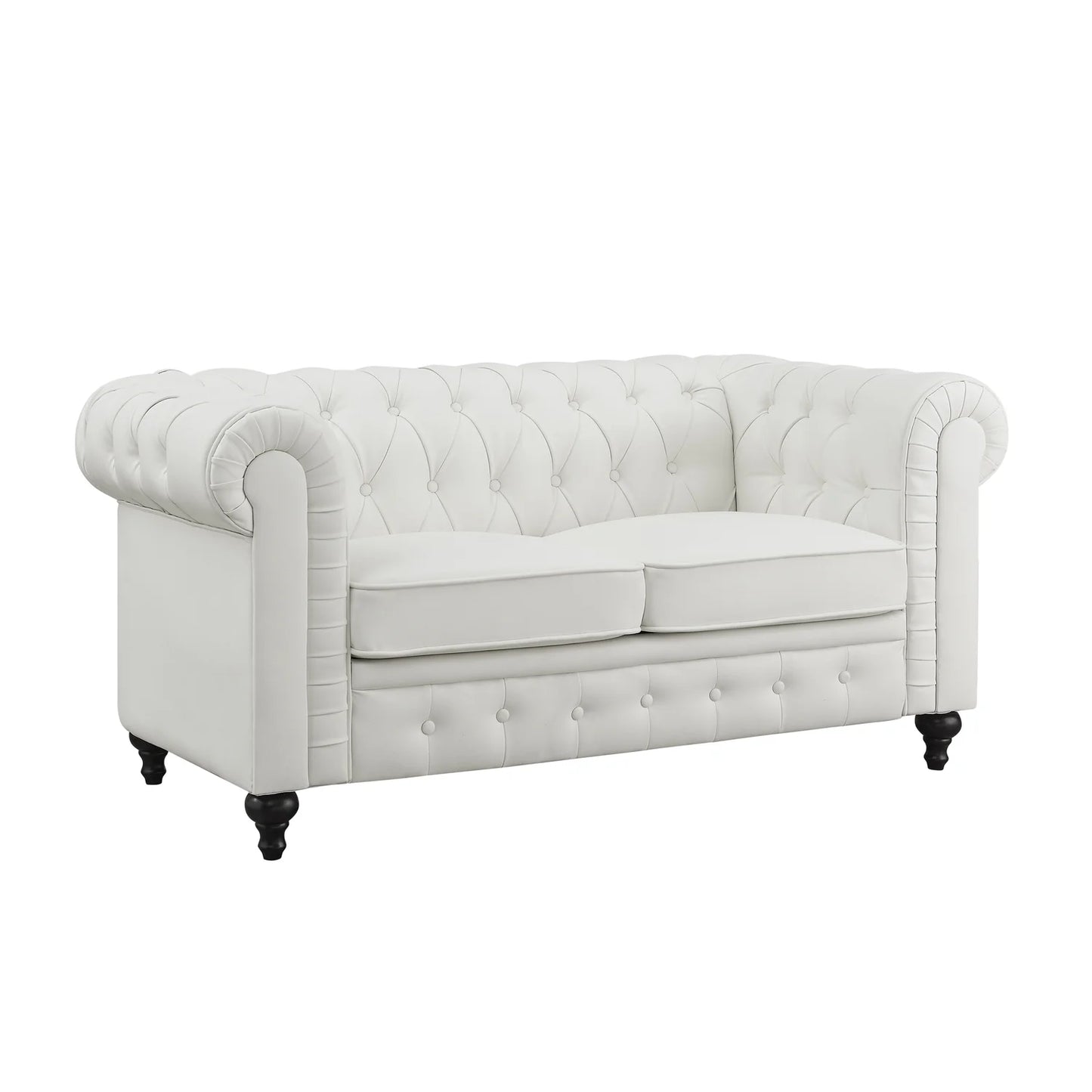 Chesterfield Sofa Set - Color: White, Size: Sofa Loveseat