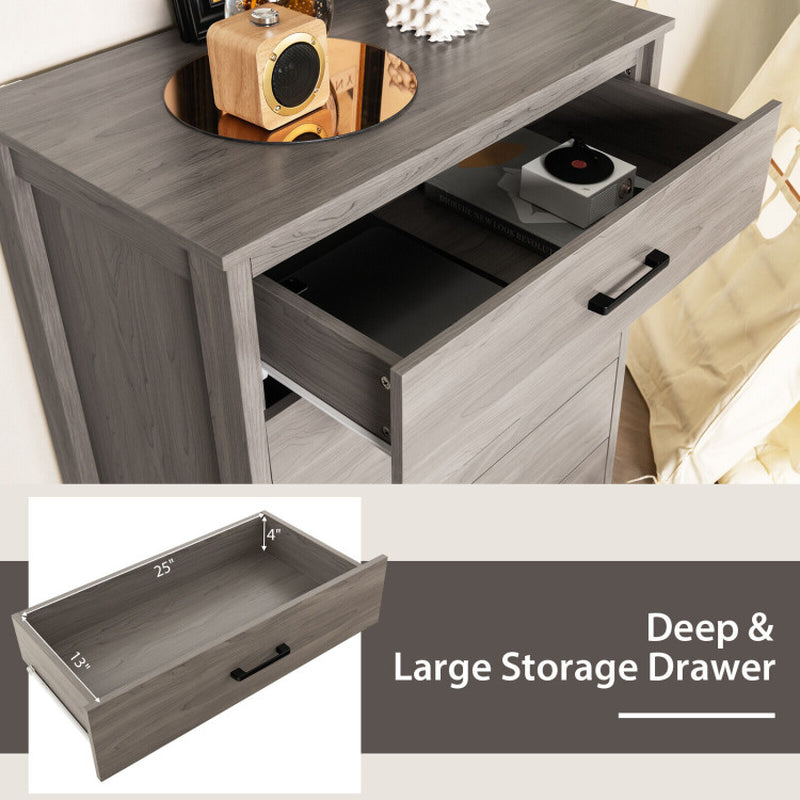 Modern 5-Drawer Multipurpose Chest Dresser with Metal Handles